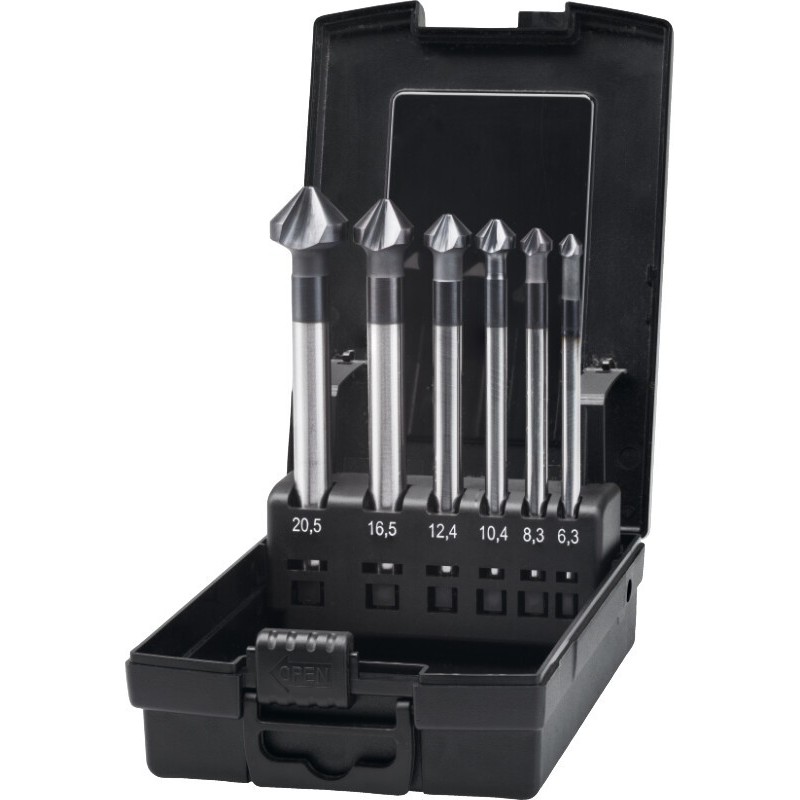 JUEGO DE AVELLANADORES VARI HSS-E 42.567. 90B:. 3 LABIOS. TIALN LARGA 10.4-20.5MM
