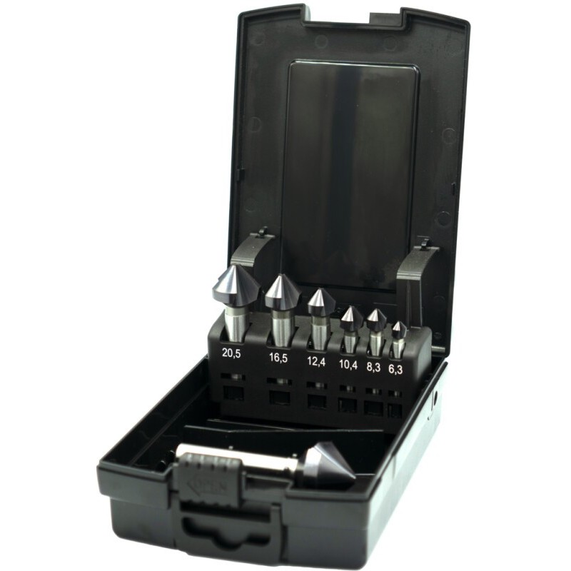JUEGO DE AVELLANADORES VARI HP2 UNI HSS-E DIN 335-C 42.548. 90B:. 3 LABIOS. ALTIN-X 10.4 - 20.5 MM