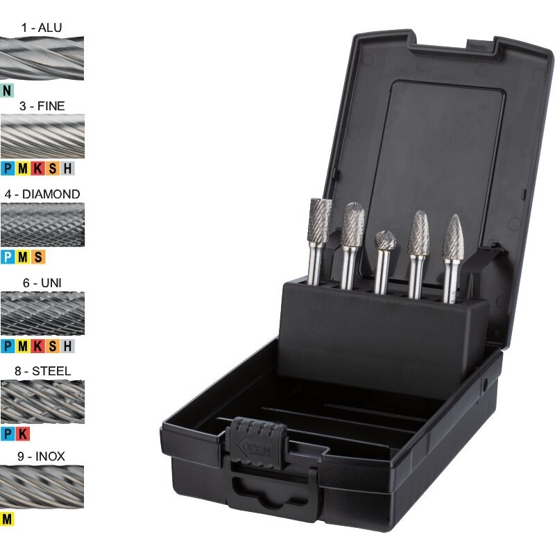 JUEGO DE  FRESA ROTATIVA CARBURO FORM B. C. D. F. G 8-STEEL C10
