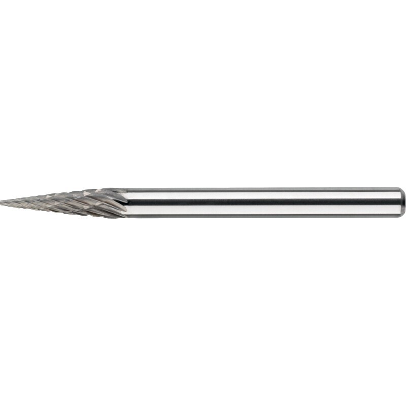 FRESA ROTATIVA CARBURO FORMA M. FORMA CONICA. EN PUNTA. MANGO 3 MM 6-UNI 3X11X3X38MM