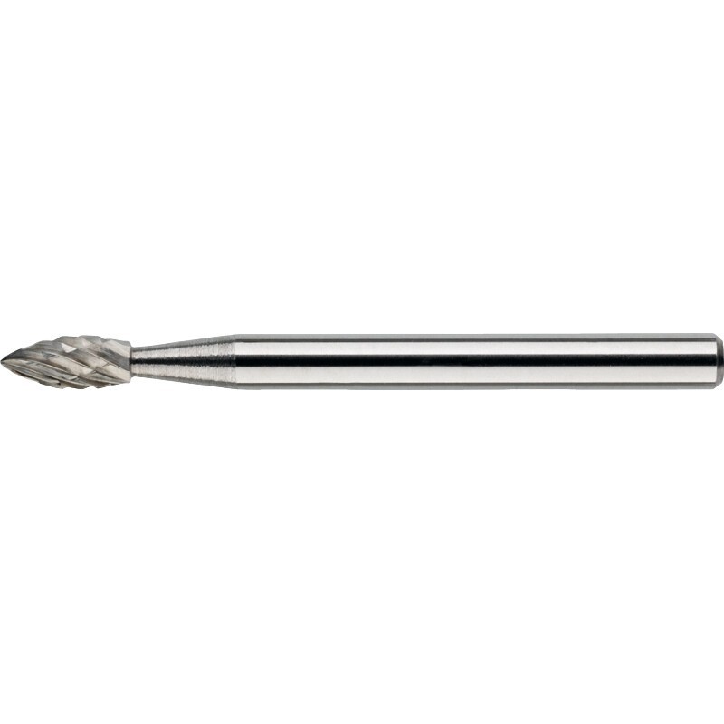 FRESA ROTATIVA CARBURO FORMA H. FORMA LLAMA. MANGO 3 MM 6-UNI 3X6.3X3X38MM