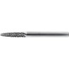 FRESA ROTATIVA CARBURO FORMA F. FORMA OJIVAL EN SEMIESFERICA. MANGO 3 MM 9-INOX 6X12.7X3X45MM