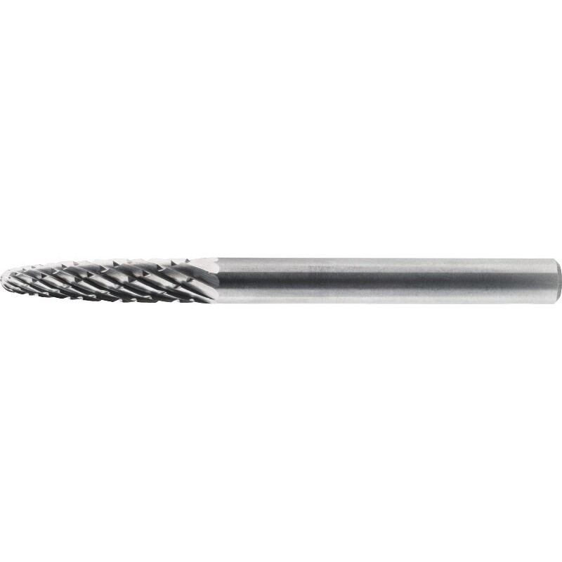 FRESA ROTATIVA CARBURO FORMA F. FORMA OJIVAL EN SEMIESFERICA. MANGO 3 MM 6-UNI 6X12.7X3X45MM