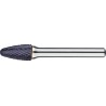 FRESA ROTATIVA CARBURO FORMA F. FORMA OJIVAL EN SEMIESFERICA. MANGO 6 MM. TIALN 6-UNI 12X25X6X70MM