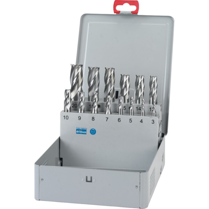 JUEGO DE FRESAS FRONTALES DE VARIOS LABIOS HSS-E 8% DIN 844-B CORTA 34.220 - 3-20 MM