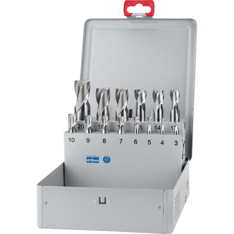 JUEGO DE FRESAS FRONTALES DE 2 LABIOS HSS-E 8% DIN 327-B CORTA. TIPO N 32.220 - 4-12 MM
