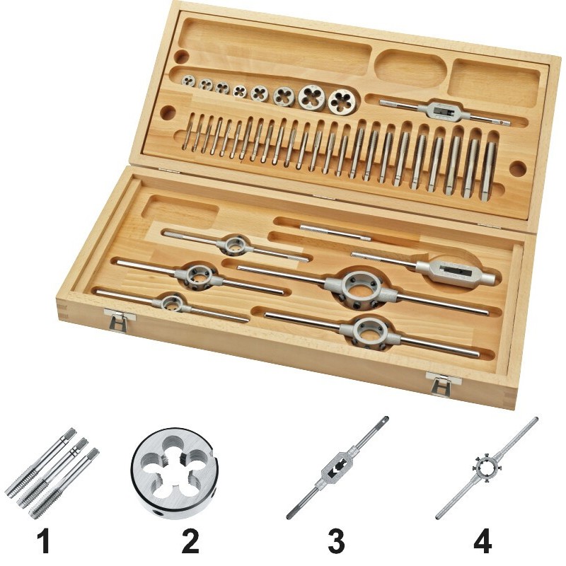 JUEGO DE ROSCAR ECO PRO HSS EN ESTUCHE DE MADERA UNF 1/4 - 1
