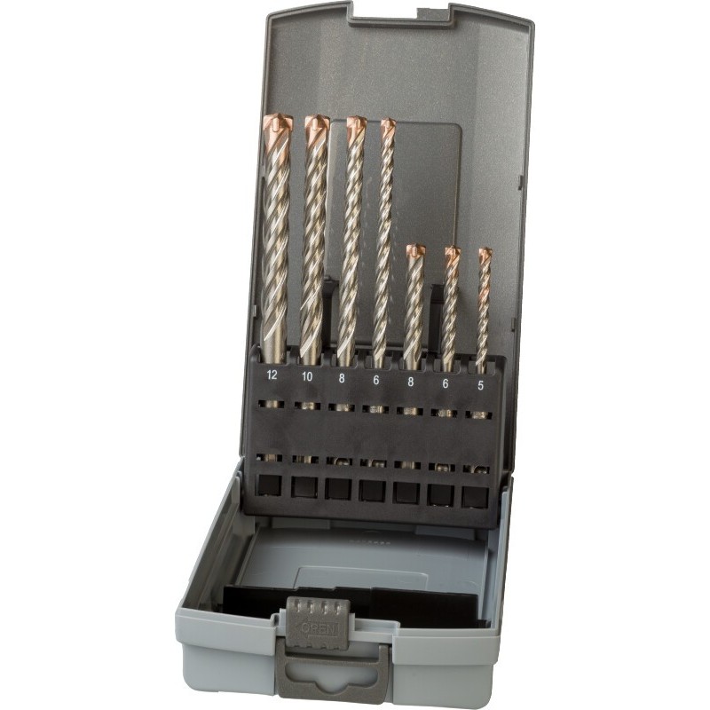 JUEGO DE BROCAS MARTILLO. SDS-PLUS CON PUNTA MD CON 4 LABIOS 13.744 - 5X110 - 12X160 MM 7 PIEZAS