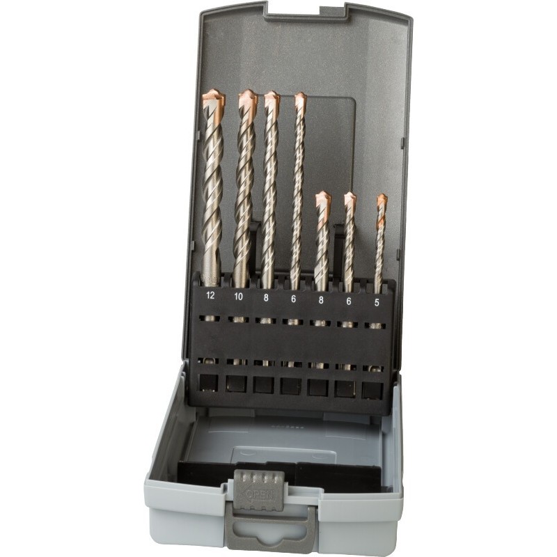 JUEGO DE BROCAS MARTILLO. SDS-PLUS CON PUNTA MD CON 2 LABIOS 13.740 - 5X110 - 12X160 MM 7 PIEZAS