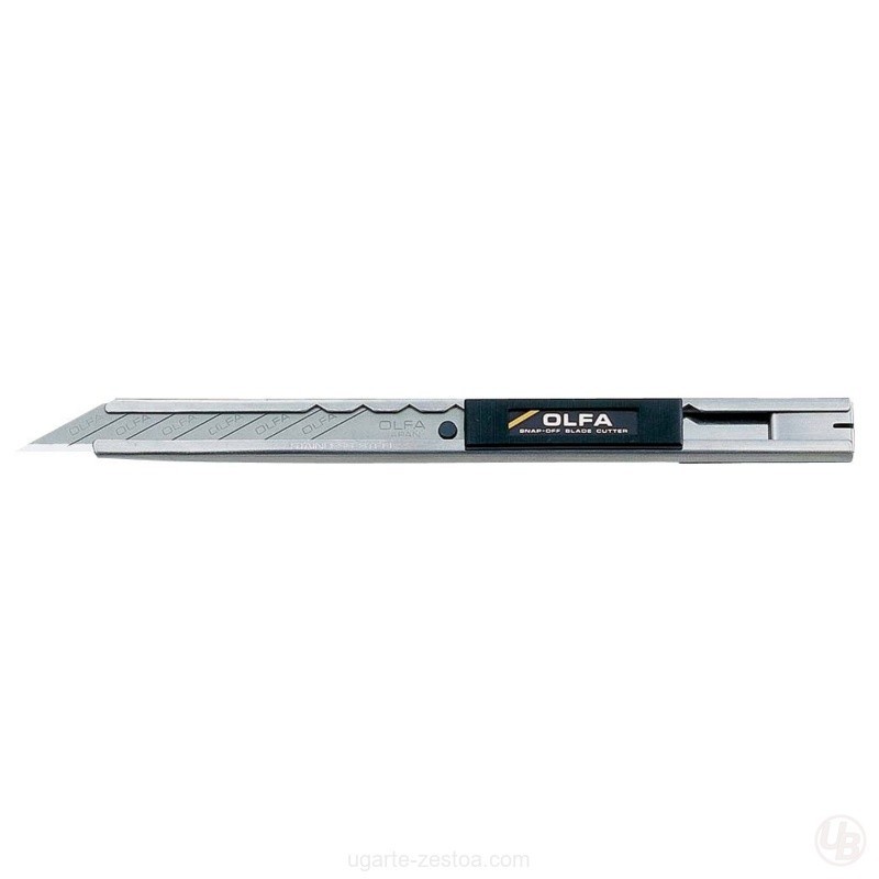 CUTER C/ BLOQUEO AUTOMAT MANGO ACERO INOX Y CUCHILLA 9MM ANGULO DE CORTE 30G SAC-1 OLFA