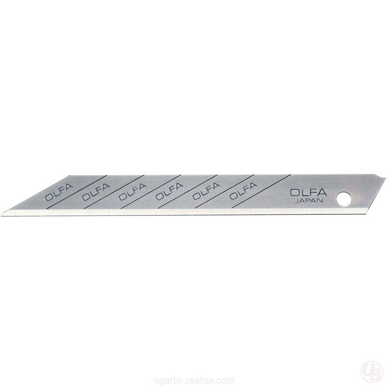 PACK 10 CUCHILLAS TROCEABLES 9MM ANGULO D CORTE 30G PLATEADAS SAB-10 OLFA