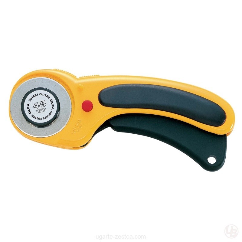 CUTER ROTATIVO CON BOTON PULSADOR DE BLOQUEO Y CUCHILLA CIRCULAR DE 45 MM