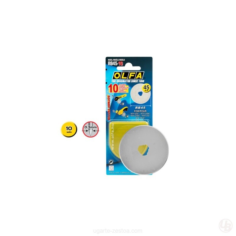 PACK DE 10 CUCHILLAS CIRCULARES 45X0.3 MM PLATEADAS