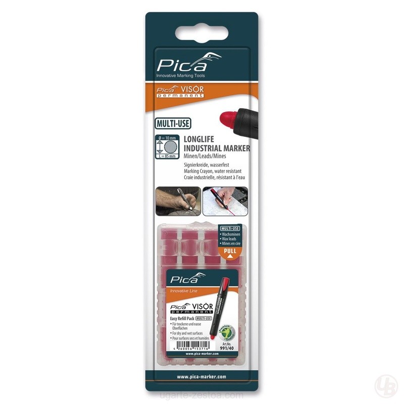 ESTUCHE DE 4 MINAS VISOR PERMANENTE ROJO EN BLISTER