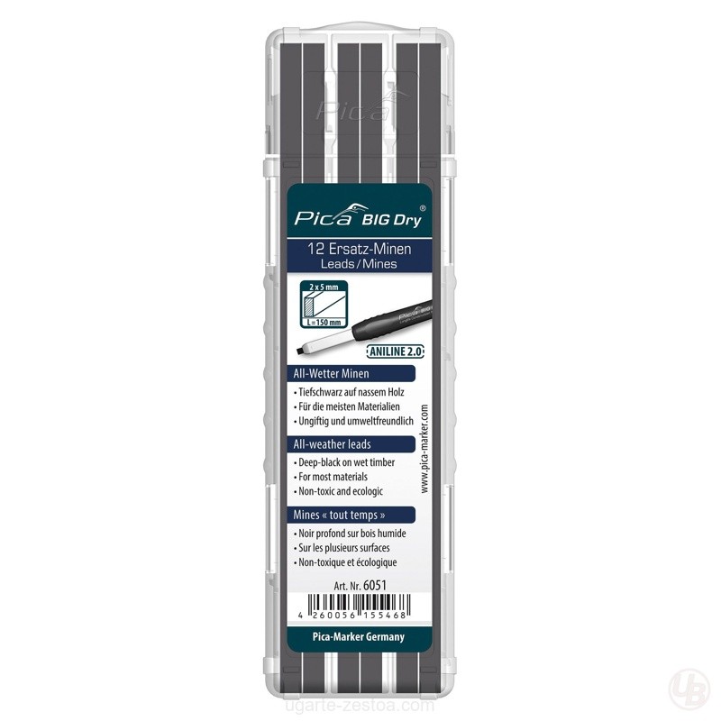 ESTUCHE DE 12 MINAS BIG-DRY ANLINE 2.0 GRAFITO/NEGRO