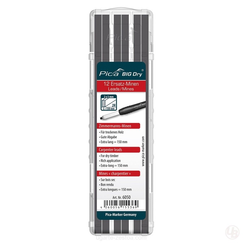 ESTUCHE CON 12 MINAS DE CARPINTERO BIG-DRY DE GRAFITO 2H