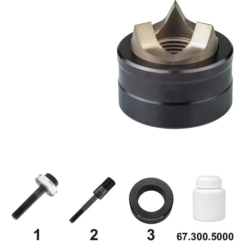 SACABOCADO CON PUNZON CORTADOR. PARA USO MANUAL E HIDRAULICO. ACERO INOX. SIN TORNILLO.  15.2 MM